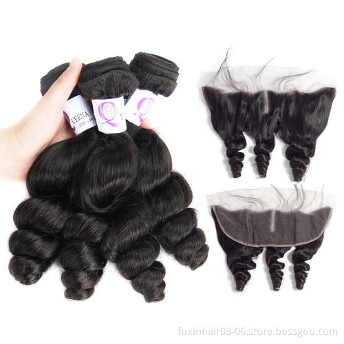 100 Premium Virgin Hair Bundles And Closure Set Peruvian Hair With Film Lace Frontal Cambodian Wavy Hair Body Wave With Closure